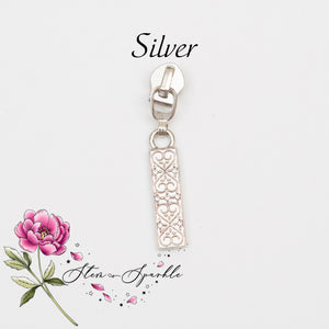 Rhinestone Chain Heart Zipper Pull #5